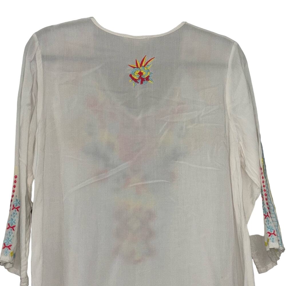 Solitaire Embroidered Womans Tunic Top Size Medium Long Sleeve Boho Festival - Picture 9 of 12